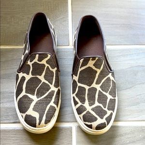 Cole Haan slip on giraffe print shoes